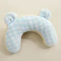 Soft plush U-shaped pet pillow featuring blue checkered pattern and cute bear ears - Bed Pillow / 25*17*6cm / Plaid Apple