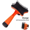 Spazzola autopulente arancione per cani e gatti con rilascio dei peli a un clic - Sacchetto OPP / Spazzola per Toelettatura a Pulsante Arancione