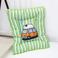 Comfortable green and white striped pet cushion featuring a cartoon cat on an orange car - Size 1 (40x28cm) / Green Cat (Green Striped)