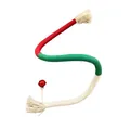 Gioco per gatti in corda di cotone tricolore pieghevole con campanello - Bacchetta di Corda da Mordere (Stile Campanellino) / 70cm / rosso e verde