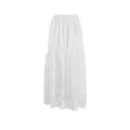 Jupe longue ligne A en dentelle florale blanche élégante avec taille haute élastique - S / Blanc