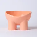 Moderne voerbak voor huisdieren met hoge voet en uniek tweepoots ontwerp in perzikkleur - 400ml / PE Zak / Roze
