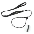 Detailed view of the durable reflective stitching on a black nylon slip lead dog leash for training - 6mmx150cm / Black