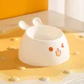 Adorable white rabbit ear cat bowl featuring tilted neck protection design for pets - All Plastic Version / White