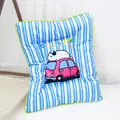 Blue and white striped pet cooling mat with cute cartoon cat and car illustration - Size 1 (40x28cm) / Blue Cat (Blue Striped)
