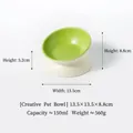 Gamelle inclinée ergonomique en céramique verte et blanche, capacité 150ml pour chiens et chats - Bouche Inclinée Surélevée / Vert