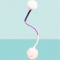S-shaped colorful cat teaser rope toy with soft white pom-poms for chewing - Flagship Style (Purple) / 60CM