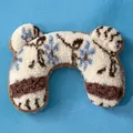 Soft plush U-shaped cat and dog pillow with vintage floral print and cute bear ears - Bed Pillow / 25*17*6cm / Fair Isle