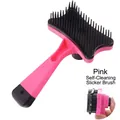 Spazzola autopulente rosa professionale per la rimozione dei peli degli animali - Spazzola per la Rimozione dei Peli a Pressione / Rosa