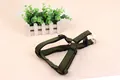 Close-up detail of the durable army green nylon mesh adjustable dog harness chest strap - Harness Only / 1.5cm / Military Green With Black Edge