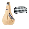 Khaki pet sling carrier bag with black and white checkered mat for cats and dogs - Buckle Bag (With Checkered Bottom Plate) / 65x30x80cm / Khaki