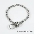 Durable 2.5mm 304 stainless steel P-chain dog training collar, 35cm length silver - 2.5mm x 35cm / Silver