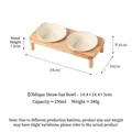 Erhöhtes Doppel-Keramik-Napfset mit natürlichem Eichenholzständer und schrägem Design für Haustiere - Helles Beige Schale + Paralleler Doppelständer