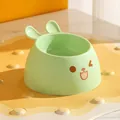 Cute mint green pet bowl with rabbit ears and smiley face for cats and small dogs - All Plastic Version / Green