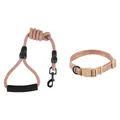Durable orange knit dog leash and matching collar set for small pets outdoor walking - Collar and Leash Set (Linen Texture) / 6mm*120cm (Suitable for 3-8 jin) / Orange