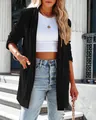 Elegant casual black loose velvet lapel blazer for women in street style setting - S / Tops / Black