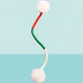 Colorful S-shaped cat rope toy with fuzzy white pom-poms for dental health and play - Flagship Style (Red And Green) / 60CM