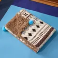 Premium soft sherpa pet blanket with Nordic pattern and vibrant blue decorative pom-poms - Fair Isle Blanket (2026 New Arrival) / M: 60*40cm (Recommended for 7.5kg Cat / 5kg Dog)