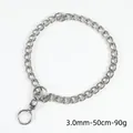 Durable 304 stainless steel dog P-chain collar, 3.0mm thickness and 50cm length, silver - 3.0mm x 50cm / Silver