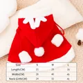 Festive red Christmas reindeer pet cloak with soft white plush trim and antler hood - S / Red Reindeer Cloak