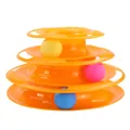 Abnehmbares 3-stöckiges oranges Katzenkarussell mit drei bunten Bällen - Dreilagig / OPP-Beutel / Orange