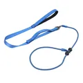 Heavy-duty blue nylon P-chain dog leash with padded handle for training and control - 6mmx150cm / Blue