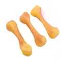 Close-up of three durable squeaky vinyl bone toys for small dog chewing and training - 16x4cm / Orange Yellow Gradient