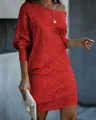 Elegant red sequin off-shoulder mini dress for gala dinners and cocktail parties - Big Red