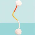 Colorful pet cat chewing rope toy with white plush balls for teeth cleaning. - Flagship Style (Orange) / 60CM