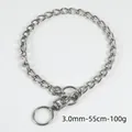 Durable 304 stainless steel P-chain pet collar with 3.0mm thickness and 55cm length - 3.0mm x 55cm / Silver