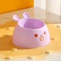 Cute lavender rabbit ear pet bowl with winking face design for cats and small dogs - All Plastic Version / Purple