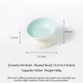 Gamelle en céramique bicolore pour animaux, design incliné ergonomique, capacité de 150 ml - Bouche Inclinée Surélevée / Vert clair