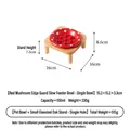 Bol à manger lent en céramique champignon rouge avec support en chêne pour chats et chiens - Anti-basculement Alimentation Lente (Piliers Parallèles) / Ensemble Support Gamelle Simple
