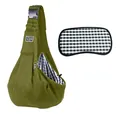 Olive green pet sling bag with breathable checkered lining and matching base plate - Buckle Bag (With Checkered Bottom Plate) / 65x30x80cm / Army Green