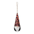 Festive Halloween faceless gnome hanging ornament featuring a pumpkin print hat - Black Hat With Pumpkin