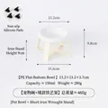 Ciotola per animali in PE bianco lucido con supporto basso in ferro e piedini - Supporto Basso (Crema) + Punti in Silicone / Ciotola Poco Profonda (Bianca)