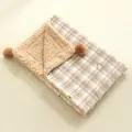 Soft plaid pet blanket with cozy sherpa fleece and pom-pom decor for cats and dogs - Plaid Puppy (Blanket) / S: 50*35cm (Recommended for 3.5kg Cat / 2.5kg Dog)