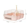 Arenero para gatos rosa extra grande semicerrado con pala, 50.5 x 40.5 x 22 cm - Grande Transparente / Rosa Sakura