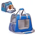 Borsa da trasporto blu traspirante per gatti e cani di piccola taglia per viaggi - Side Expandable (QS-008) / Blu zaffiro