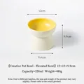 Bol surélevé en céramique jaune et crème pour chats et chiens, capacité de 250 ml - Bouche Plate Surélevée / Jaune