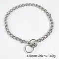 Durable 304 stainless steel P-chain dog training collar, 4.0mm thickness and 60cm length - 4.0mm x 60cm / Silver