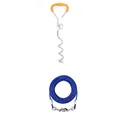Detail view of heavy duty spiral dog tie-out stake and blue steel wire leash set - 9mm*42cm Stake + 3m Rope / Yellow Handle + Blue Steel Rope