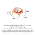 Gamelle surélevée en céramique motif champignon rouge et support en bois de chêne massif - Assiette Creuse Anti-éclaboussures (Piliers Parallèles) / Ensemble Support Gamelle Simple