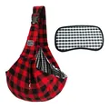 Red and black buffalo plaid pet sling carrier with matching checkered bottom pad - Buckle Bag (With Checkered Bottom Plate) / 65x30x80cm / Red/Black Plaid