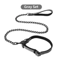 Durable heavy duty stainless steel dog chain leash and collar set in gray for large dogs - 1.5*125cm / Gray