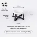 Ciotola per animali in PE bianco con un supporto minimalista in ferro nero variante - Supporto Basso (Nero) + Punti in Silicone / Ciotola Poco Profonda (Bianca)