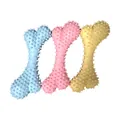 Three colorful spiky TPR rubber dog chew bones for molar cleaning and dental health - Cartoon Bone Print Small Spiky Bone