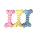Durable set of three colorful TPR bone-shaped dog chew toys for puppy dental cleaning - Paw Print Ring Spiky Small Bone