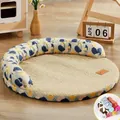 Runde Sommer-Kühlmatte für Hunde und Katzen mit abstrakt gemustertem Polsterrand - Grüner Druck + Decke / S (40cm) / Grün