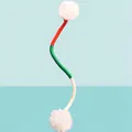 Flexible cat bite rope toy with red, green, and white segments and white pom-poms - Flagship Style (Red And Green) / 70cm